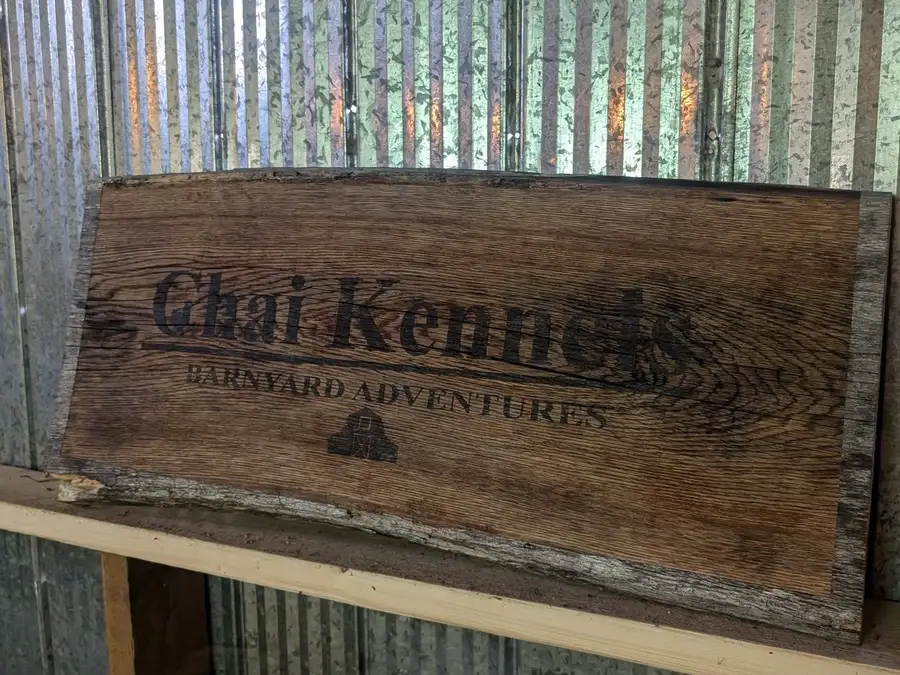 Carved oak sign